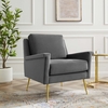 Chesapeake Performance Velvet Armchair in Gold Gray