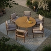Cielo 59" Sunburst Outdoor Patio Teak Dining Table in Natural