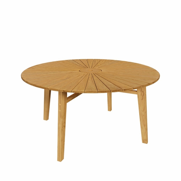 Cielo 59" Sunburst Outdoor Patio Teak Dining Table in Natural