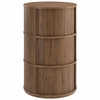 Clement Round Pedestal Stand Storage Table With Sliding Tambour Doors in Walnut