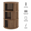 Clement Round Pedestal Stand Storage Table With Sliding Tambour Doors in Walnut