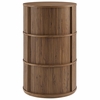 Clement Round Pedestal Stand Storage Table With Sliding Tambour Doors in Walnut