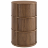 Clement Round Pedestal Stand Storage Table With Sliding Tambour Doors in Walnut