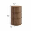 Clement Round Pedestal Stand Storage Table With Sliding Tambour Doors in Walnut
