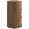 Clement Round Pedestal Stand Storage Table With Sliding Tambour Doors in Walnut