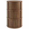 Clement Round Pedestal Stand Storage Table With Sliding Tambour Doors in Walnut