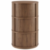 Clement Round Pedestal Stand Storage Table With Sliding Tambour Doors in Walnut