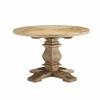 Column 47" Round Pine Wood Dining Table in Brown