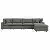 Commix 5-Piece Outdoor Patio Sectional Sofa in Charcoal