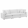Commix Down Filled Overstuffed Performance Velvet 3-Seater Sofa in White