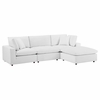 Commix Down Filled Overstuffed Performance Velvet 4-Piece Sectional Sofa in White