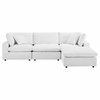 Commix Down Filled Overstuffed Performance Velvet 4-Piece Sectional Sofa in White