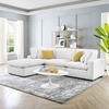 Commix Down Filled Overstuffed Performance Velvet 4-Piece Sectional Sofa in White