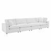Commix Down Filled Overstuffed Performance Velvet 4-Seater Sofa in White