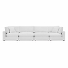 Commix Down Filled Overstuffed Performance Velvet 4-Seater Sofa in White