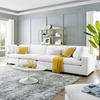 Commix Down Filled Overstuffed Performance Velvet 4-Seater Sofa in White