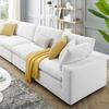 Commix Down Filled Overstuffed Performance Velvet 4-Seater Sofa in White
