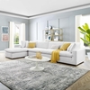 Commix Down Filled Overstuffed Performance Velvet 5-Piece Sectional Sofa in White