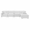 Commix Down Filled Overstuffed Performance Velvet 5-Piece Sectional Sofa in White