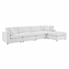 Commix Down Filled Overstuffed Performance Velvet 5-Piece Sectional Sofa in White