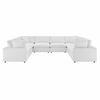 Commix Down Filled Overstuffed Performance Velvet 8-Piece Sectional Sofa in White