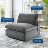 Commix Down Filled Overstuffed Performance Velvet Armless Chair in Gray