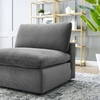Commix Down Filled Overstuffed Performance Velvet Armless Chair in Gray