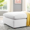 Commix Down Filled Overstuffed Performance Velvet Ottoman in White