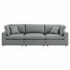 Commix Down Filled Overstuffed Vegan Leather 3-Seater Sofa in Gray