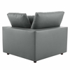 Commix Down Filled Overstuffed Vegan Leather 3-Seater Sofa in Gray