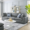 Commix Down Filled Overstuffed Vegan Leather 3-Seater Sofa in Gray