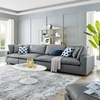 Commix Down Filled Overstuffed Vegan Leather 4-Seater Sofa in Gray