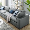 Commix Down Filled Overstuffed Vegan Leather 4-Seater Sofa in Gray