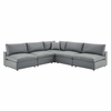 Commix Down Filled Overstuffed Vegan Leather 5-Piece Sectional Sofa in Gray