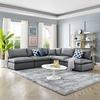 Commix Down Filled Overstuffed Vegan Leather 5-Piece Sectional Sofa in Gray