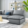 Commix Down Filled Overstuffed Vegan Leather 5-Piece Sectional Sofa in Gray