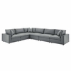Commix Down Filled Overstuffed Vegan Leather 6-Piece Sectional Sofa in Gray
