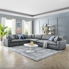 Commix Down Filled Overstuffed Vegan Leather 6-Piece Sectional Sofa in Gray