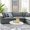 Commix Down Filled Overstuffed Vegan Leather 6-Piece Sectional Sofa in Gray