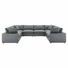Commix Down Filled Overstuffed Vegan Leather 8-Piece Sectional Sofa in Gray