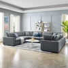Commix Down Filled Overstuffed Vegan Leather 8-Piece Sectional Sofa in Gray