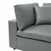 Commix Down Filled Overstuffed Vegan Leather Corner Chair in Gray