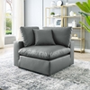 Commix Down Filled Overstuffed Vegan Leather Corner Chair in Gray