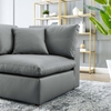 Commix Down Filled Overstuffed Vegan Leather Corner Chair in Gray