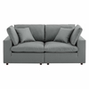Commix Down Filled Overstuffed Vegan Leather Loveseat in Gray