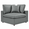 Commix Down Filled Overstuffed Vegan Leather Loveseat in Gray