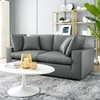 Commix Down Filled Overstuffed Vegan Leather Loveseat in Gray