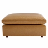 Commix Down Filled Overstuffed Vegan Leather Ottoman in Tan