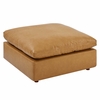 Commix Down Filled Overstuffed Vegan Leather Ottoman in Tan