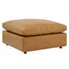 Commix Down Filled Overstuffed Vegan Leather Ottoman in Tan